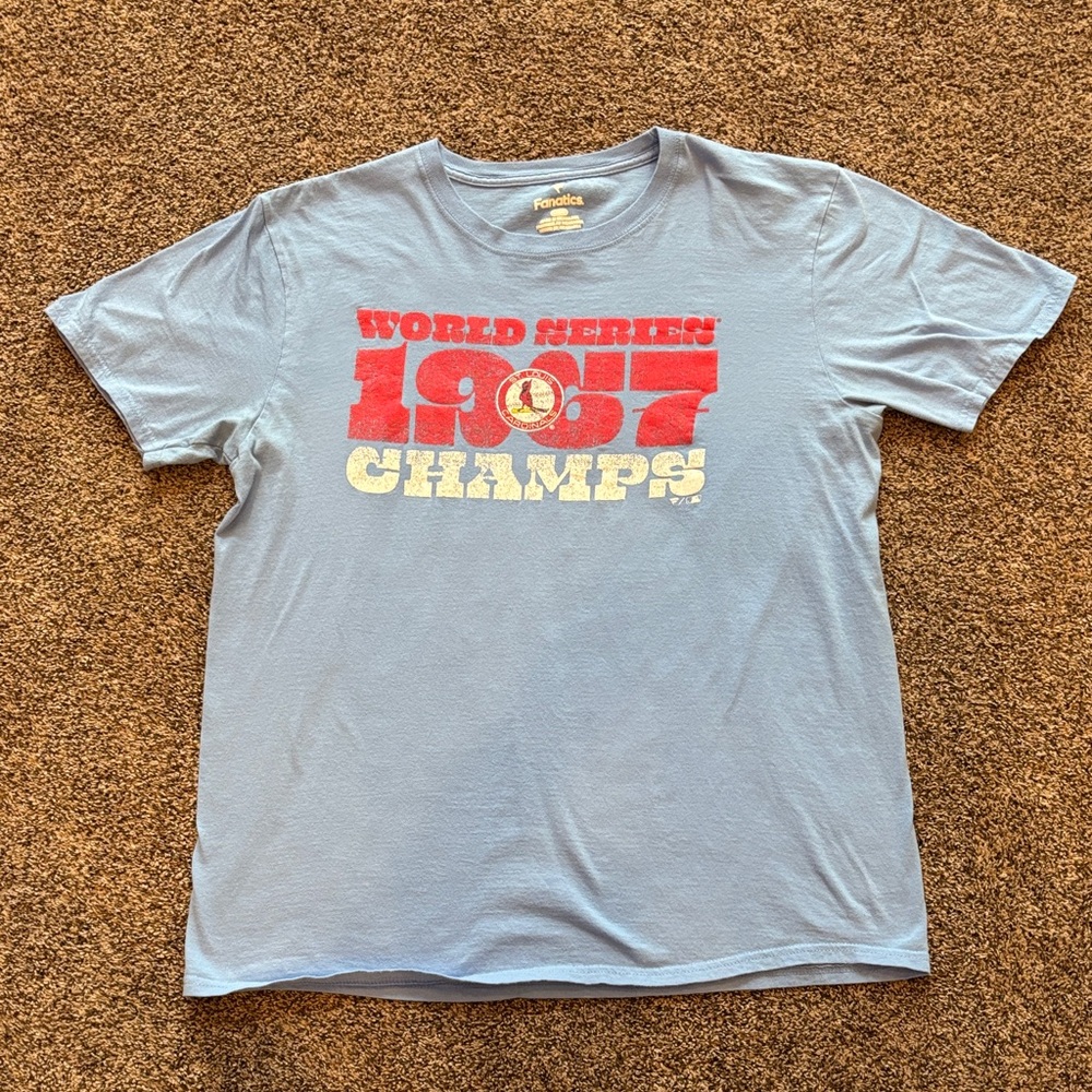NWOT St Louis Cardinals Fanatics Light Blue 1987 World Series Champs Graphic Tee